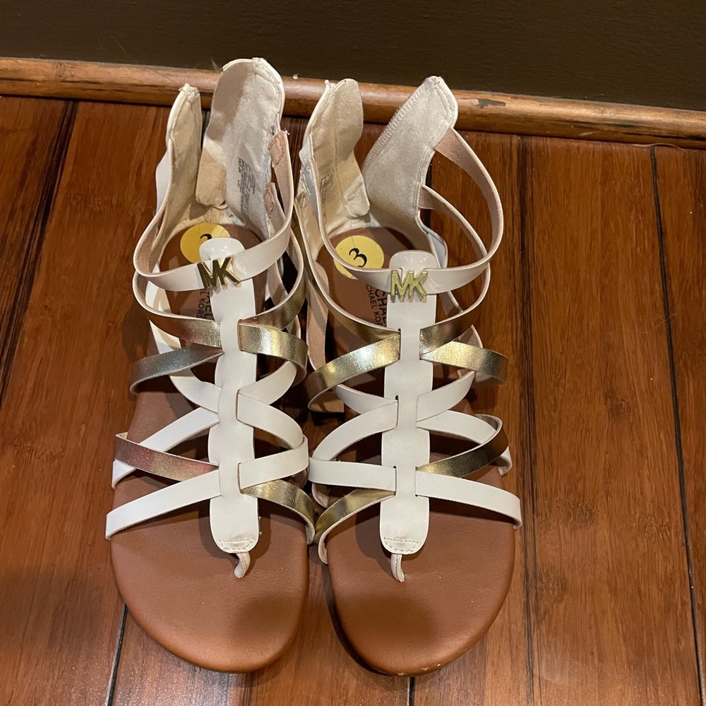White and gold sandals